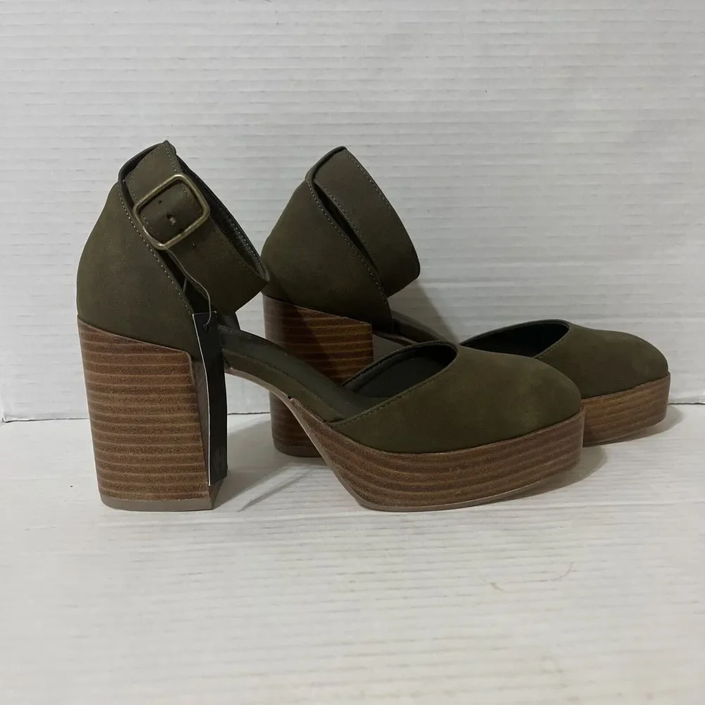 House of Harlow Revolve Tanner Mary Jean Block Heel platform Size 8.5 green - Picture 3 of 9